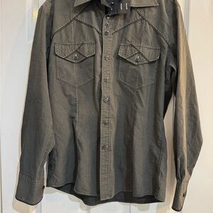 Charcoal Western Button-Up Shirt